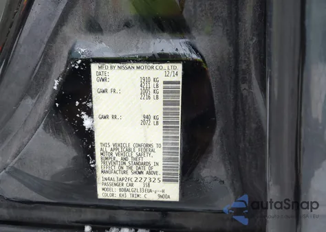 2015 Nissan Altima 2.5 S from USA, damaged, VIN 1N4AL3AP2FC227325